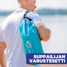 SUP-varustesetti: kuivasäkki, venttiiliadapteri, kantohihna & muoviliima