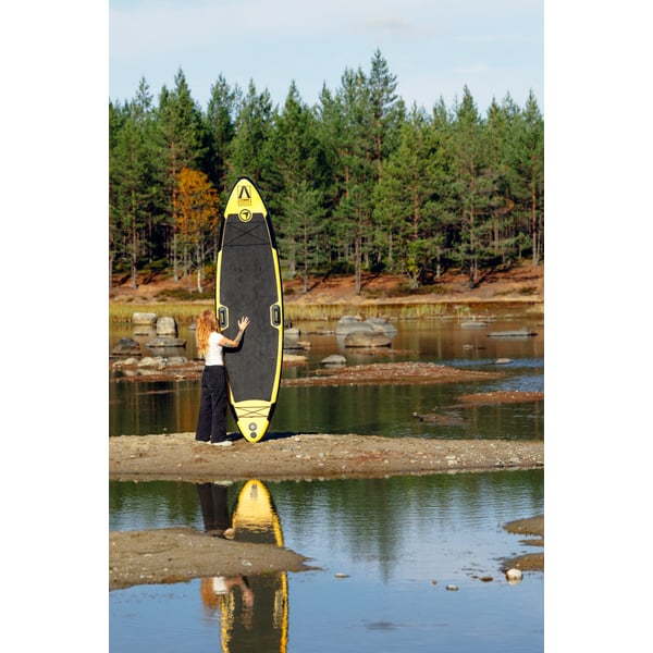 ** ESITTELYMALLI ** FitNord Aqua Leaf 340 SUP-lautasetti, Nordkapp (musta-keltainen), hiilikuitumelalla, G2 2