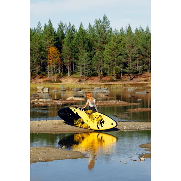 ** ESITTELYMALLI ** FitNord Aqua Leaf 340 SUP-lautasetti, Nordkapp (musta-keltainen), hiilikuitumelalla, G2 3