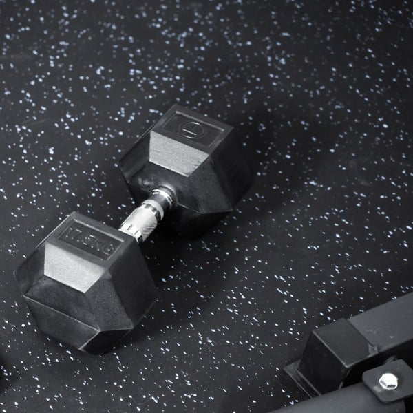 FitNord Kumimatto musta 6 mm (10m rulla) valkoisilla pilkuilla 3