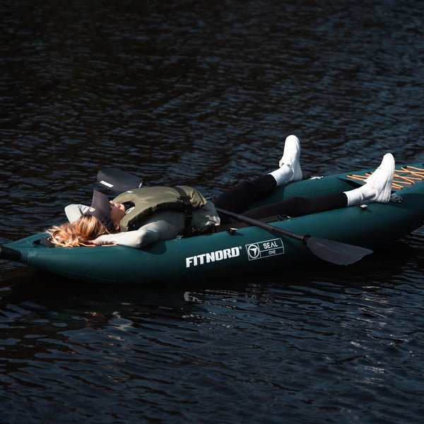 FitNord Seal One ilmatäytteinen kajakki, tummanvihreä (1-istuttava) G2 13