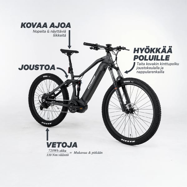 FitNord Ranger 700FS Sähkömaastopyörä G2, musta 6