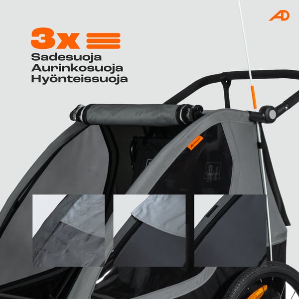 ArmorDuty TR-01 Lapsenkuljetusperäkärry, 2 lapselle