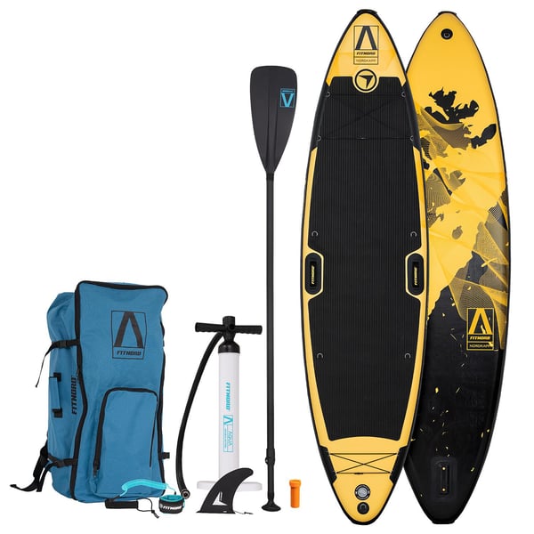 FitNord Aqua Leaf 340 SUP-lautasetti, Nordkapp (musta-keltainen), lasikuitumelalla, G2
