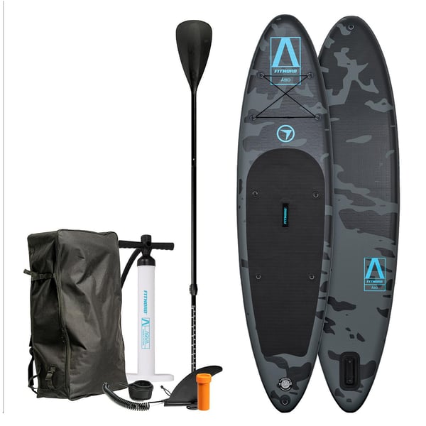 FitNord Aqua Lite SUP-lautasetti, Åbo (musta-turkoosi), alumiinimelalla, G2