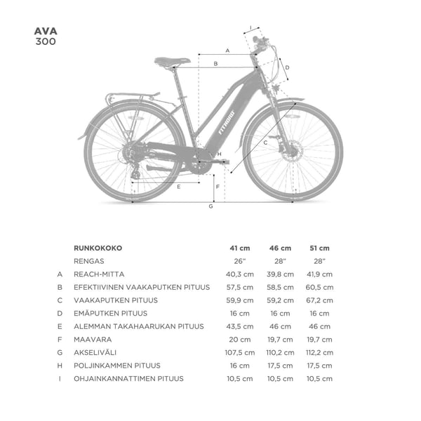 FitNord Ava 300 Sähköpyörä, valkoinen (720 Wh tehoakku)