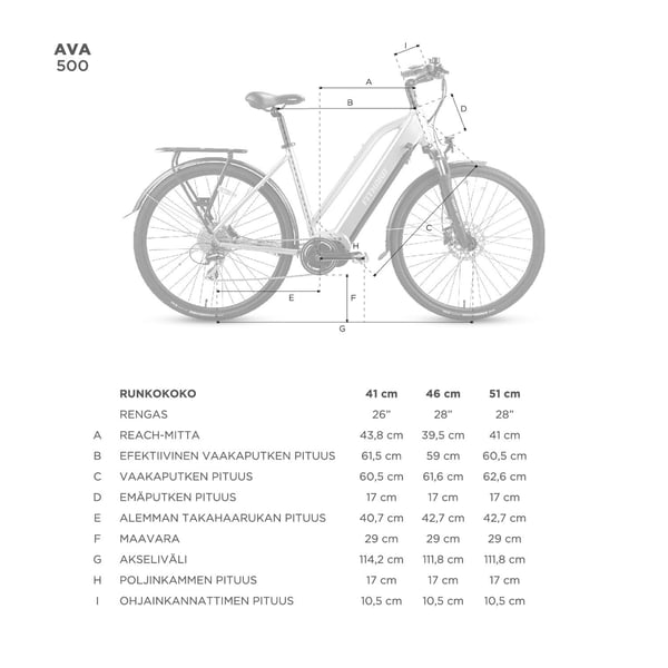 FitNord Ava 500 Sähköpyörä 2024, valkoinen (612 Wh akku)