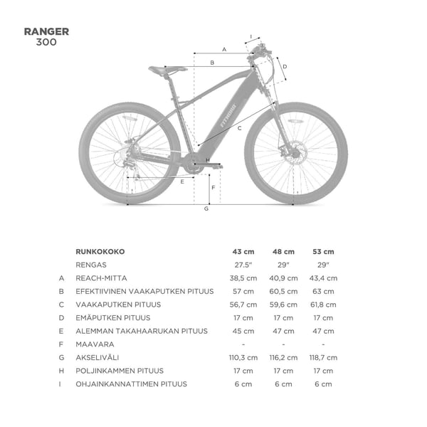 FitNord Ranger 300 Sähkömaastopyörä 2024, musta (720Wh tehoakku)
