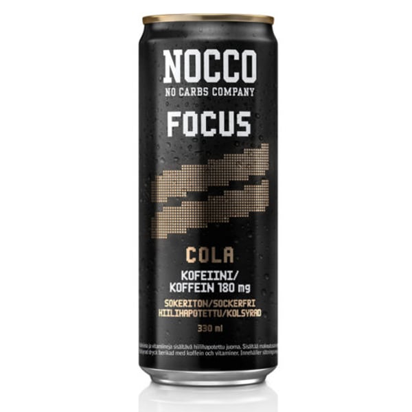 NOCCO Focus Cola -energiajuoma, 330ml, 24-PACK