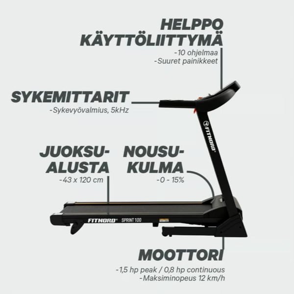 FitNord Sprint 100 Juoksumatto *VOITELUVAPAA*