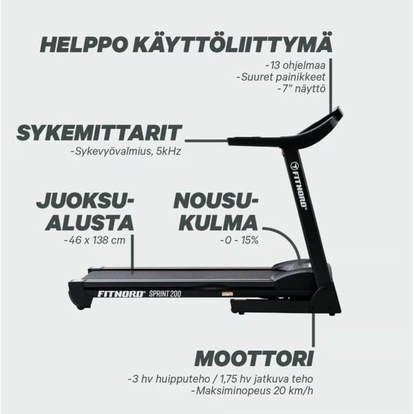 FitNord Sprint 200 Juoksumatto *VOITELUVAPAA*