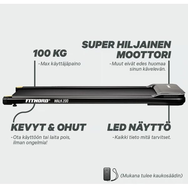 FitNord Walk 200 kävelymatto **VOITELUVAPAA**