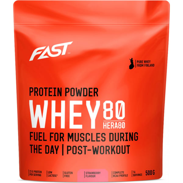 FAST HERA80 heraproteiinikonsentraatti, mansikka, 500g