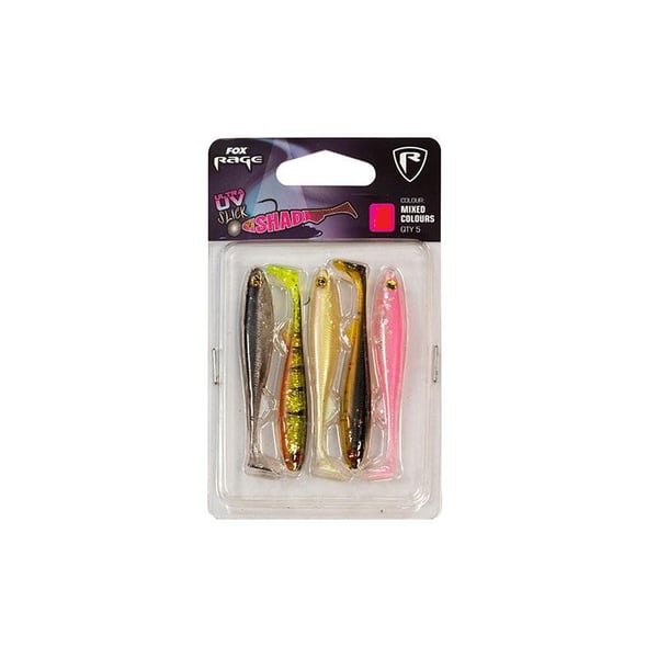 Slick Shad 9cm / 3.5" UV mixed colour pack x 5pcs