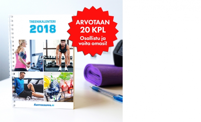 Kuntokauppa 10 vuotta! Arvotaan 10+10 kpl uusia vuoden 2018 Treenikalentereita vastuskuminauhan kanssa!