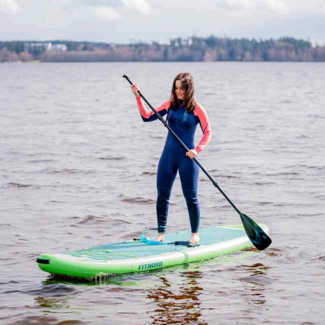 FitNord Aqua Leaf 340 SUP-lautasetti 2023, vihreä (kantavuus 200 kg, lasikuitumela)