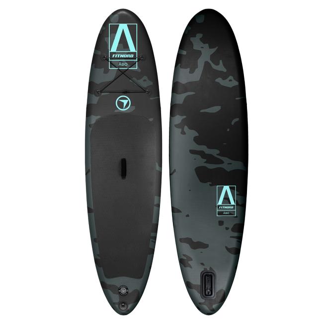 FitNord Aqua Lite SUP-lautasetti, Åbo (musta-turkoosi), alumiinimelalla, G2