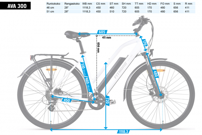 FitNord Ava 300 Sähköpyörä (690 Wh tehoakku) + VUODEN LISÄTAKUU