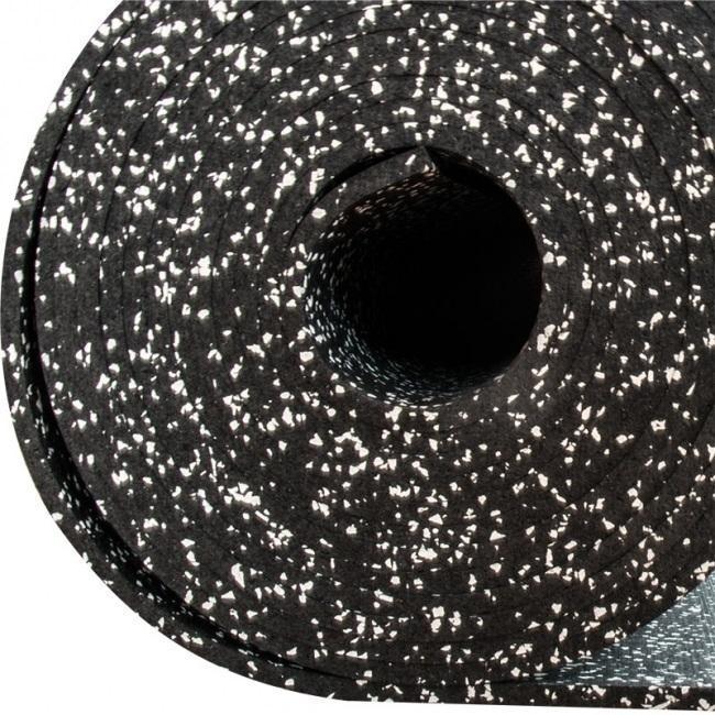 FitNord Kumimatto musta 4 mm (10m rulla) valkoisilla pilkuilla