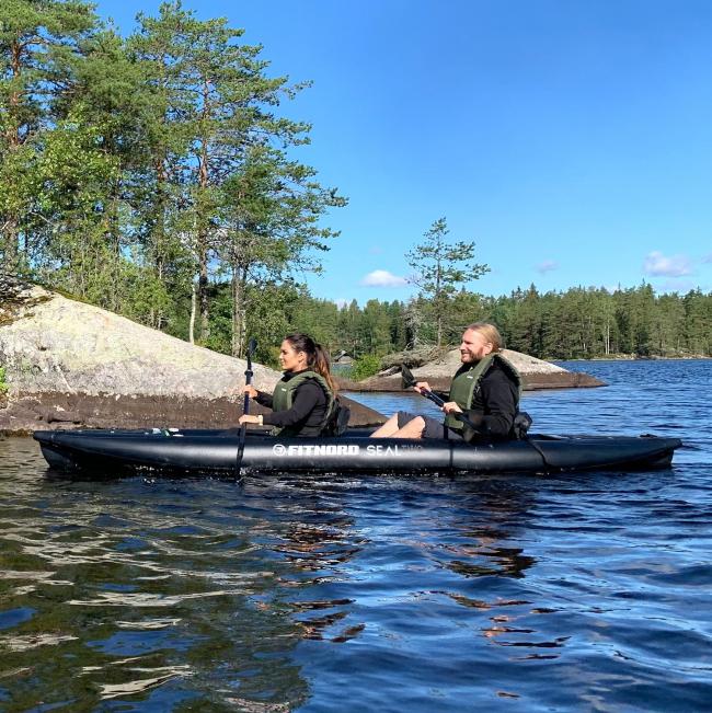 **2-LAATU ** FitNord Seal Two ilmatäytteinen kajakki, musta (2-istuttava)