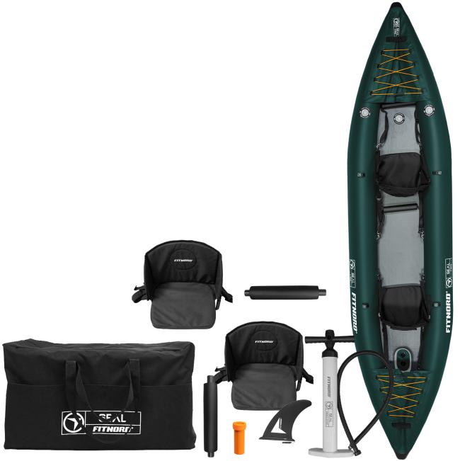 FitNord Seal Two ilmatäytteinen kajakki, tummanvihreä (2-istuttava) 2025