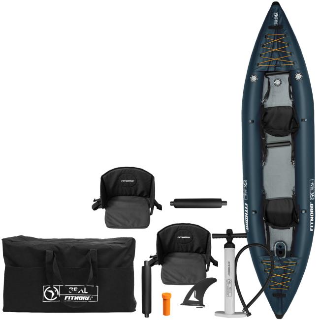 FitNord Seal Two ilmatäytteinen kajakki, tummansininen (2-istuttava) 2025
