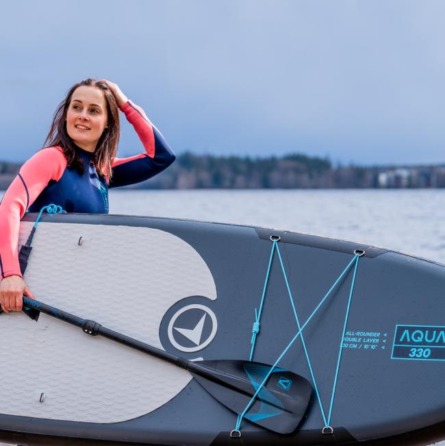 FitNord Aqua 330 SUP-lautasetti 2023, musta (kantavuus 150 kg, lasikuitumela)