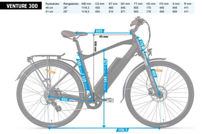 **ASIAKASPALAUTUS**  FitNord Venture 300 Sähköpyörä (690 Wh tehoakku) 